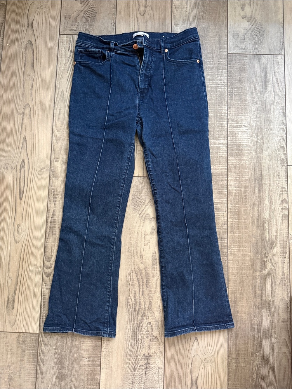 LOFT Dark Blue Front-Seam Flare Jeans
